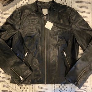 New with tags black leather moto jacket size XL